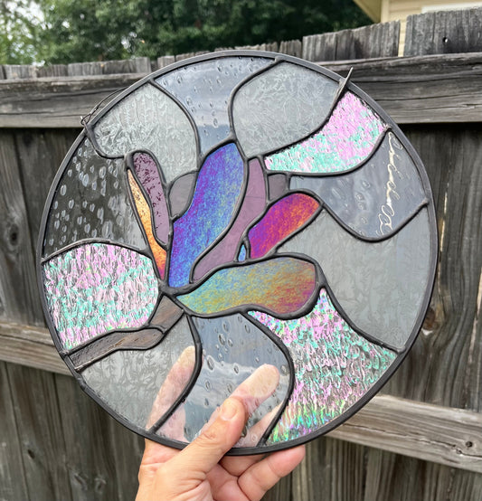 Stained Glass Round Tulip Tree Blossom