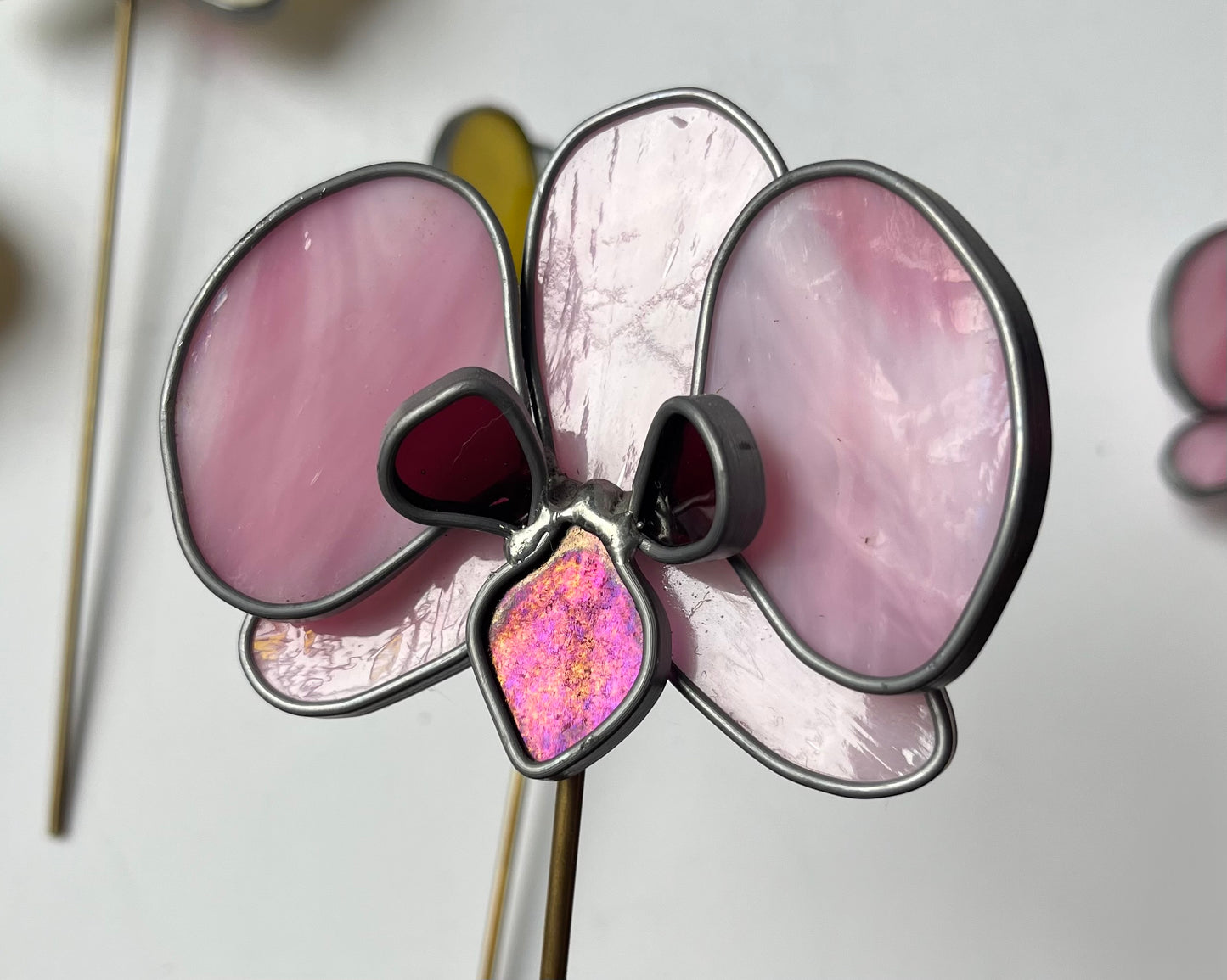 Stained glass Orchid Bloom Plant Stake