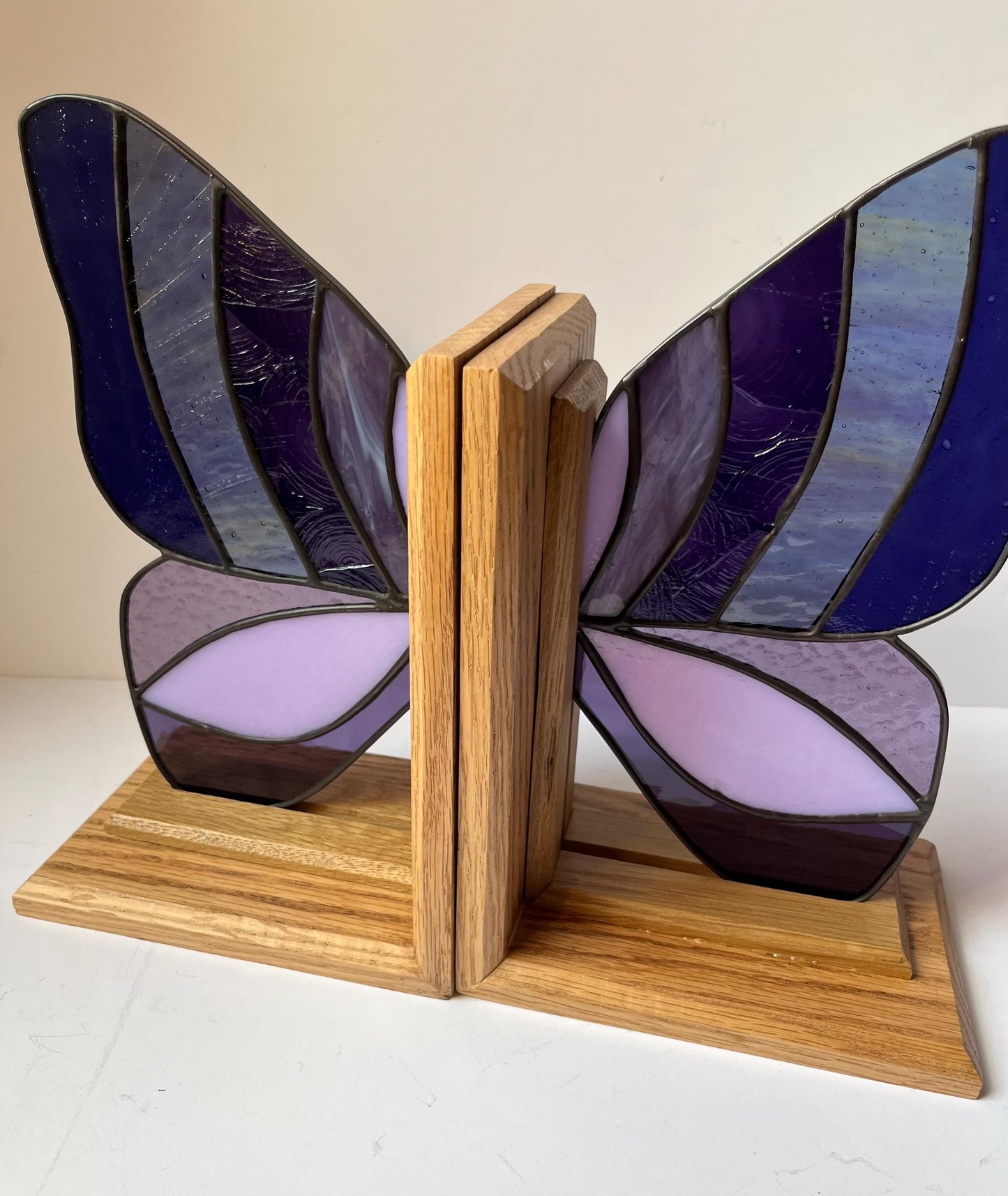 Stained Glass Bookends- Butterfly wings- purple