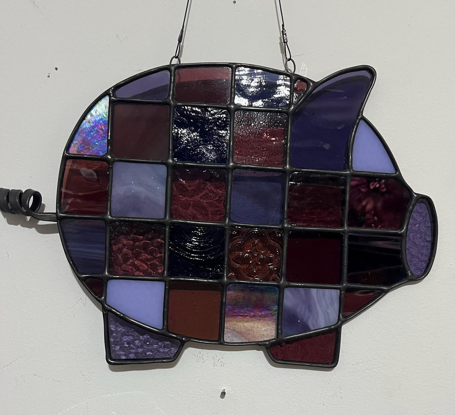 Stained Glass Pig- Mixed Purple
