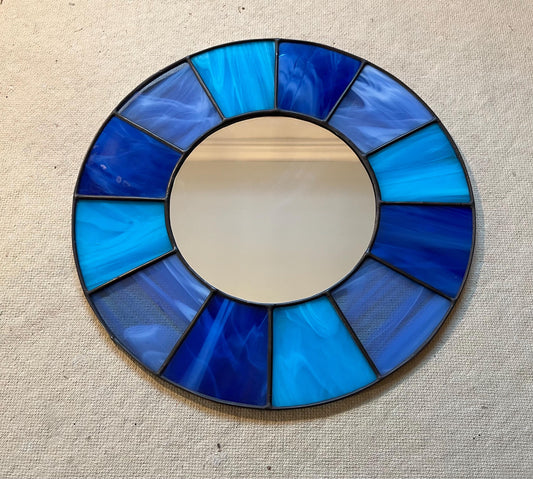 Stained Glass Mirror- Patchwork Wispy Blues