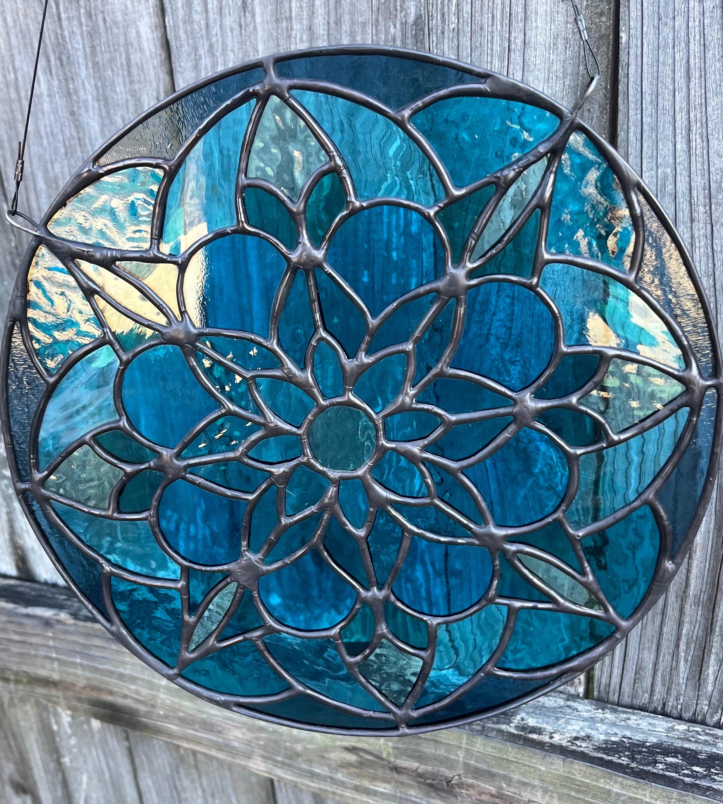 Stained Glass Round Mandala- All the blues