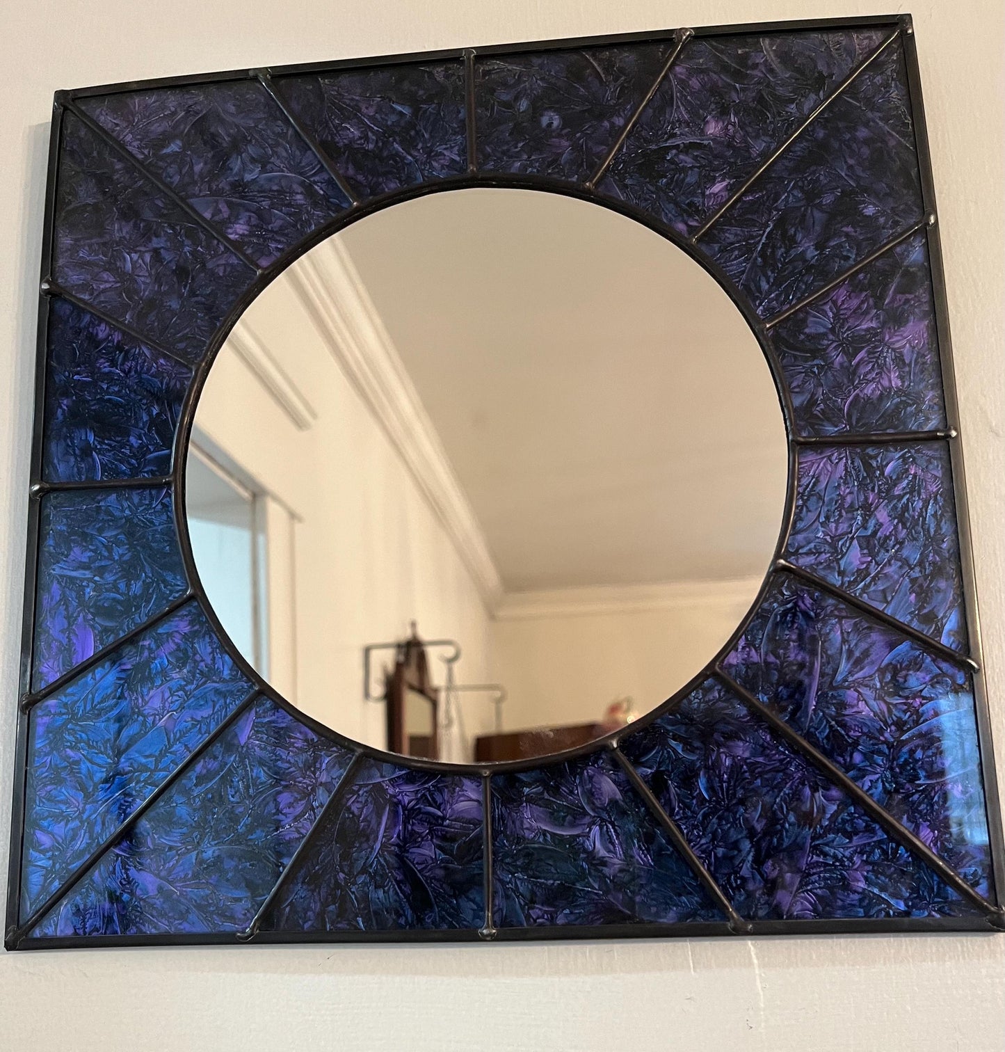 Stained Glass Mirror- Blue and Purple Square Van Gogh glass
