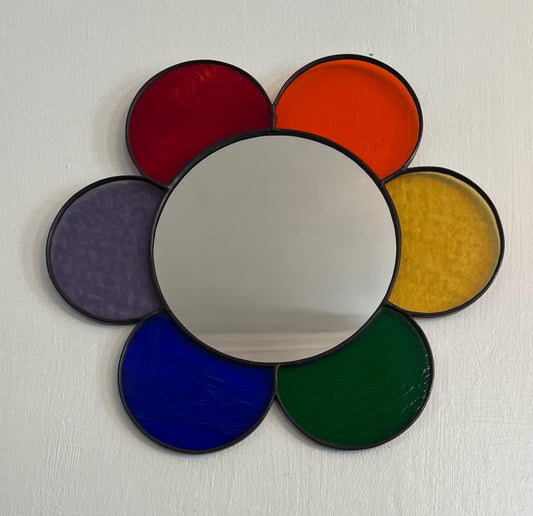 Stained Glass Mirror- Gazing Daisy- Rainbow Transparent
