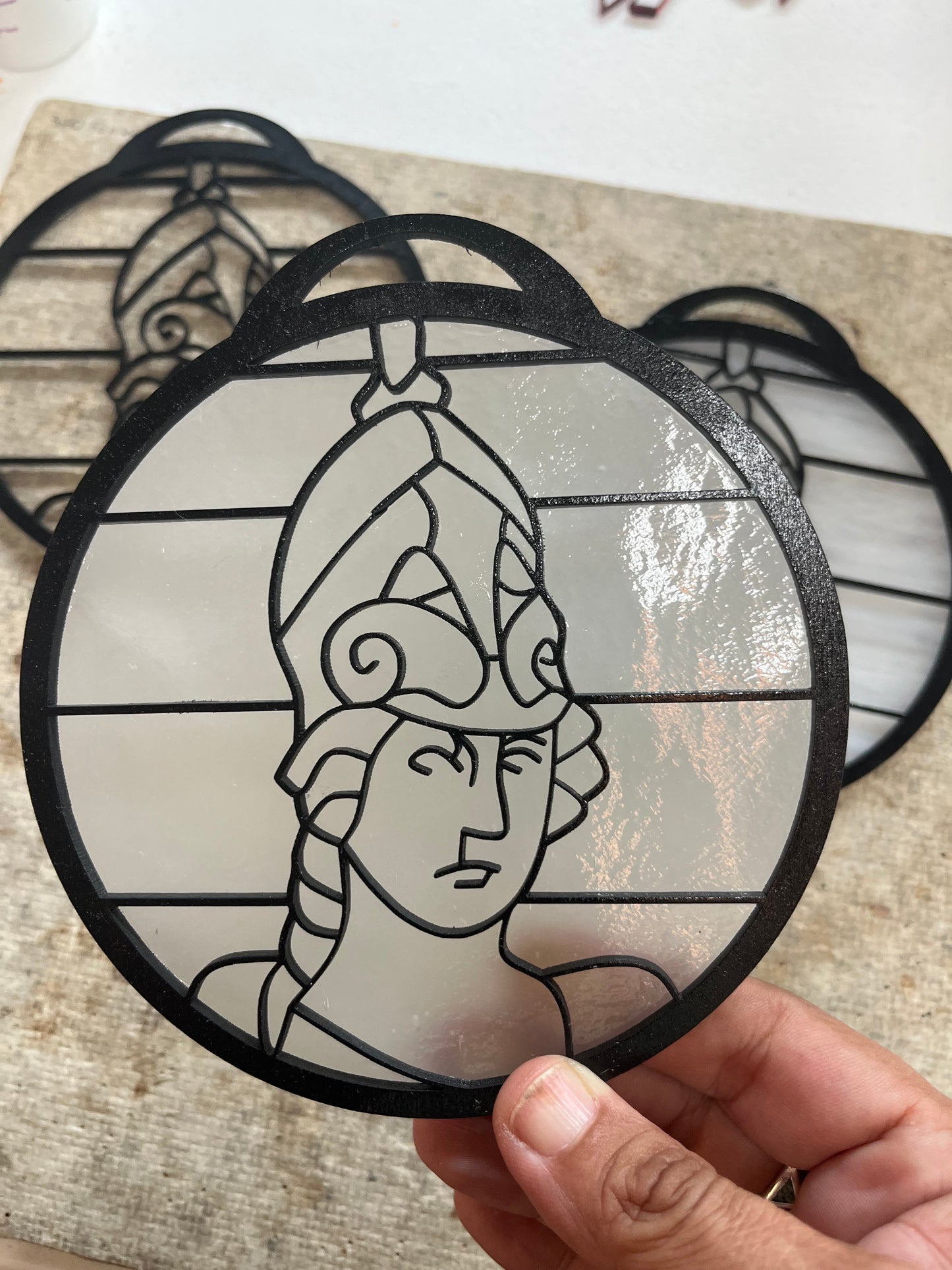 Minerva Wood on Glass Suncatcher