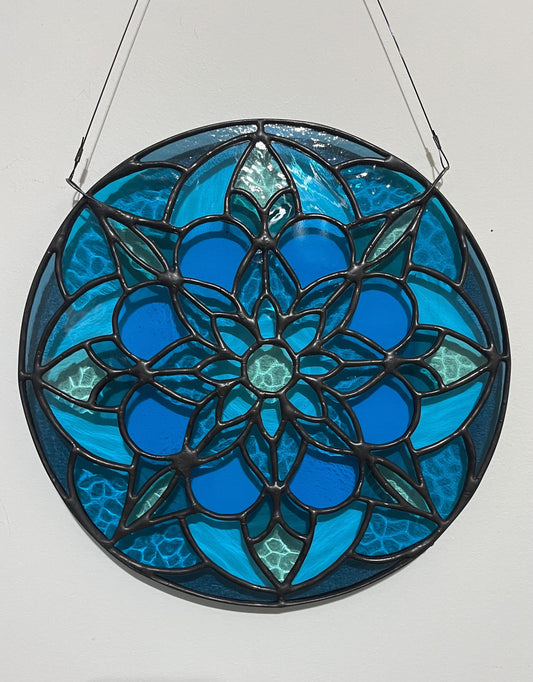 Stained Glass Round Mandala- All the blues