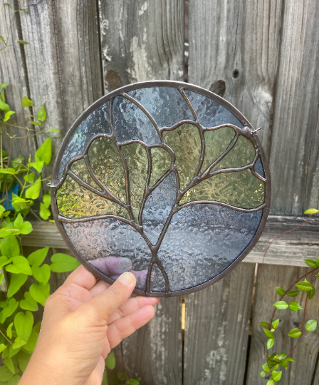 Stained Glass Panel - Ginkgo leaves