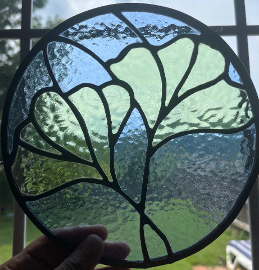 Stained Glass Panel - Ginkgo leaves