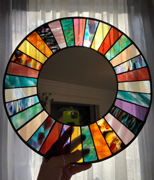 Stained Glass Mirror- Patchwork Multi Color Fremont Glass