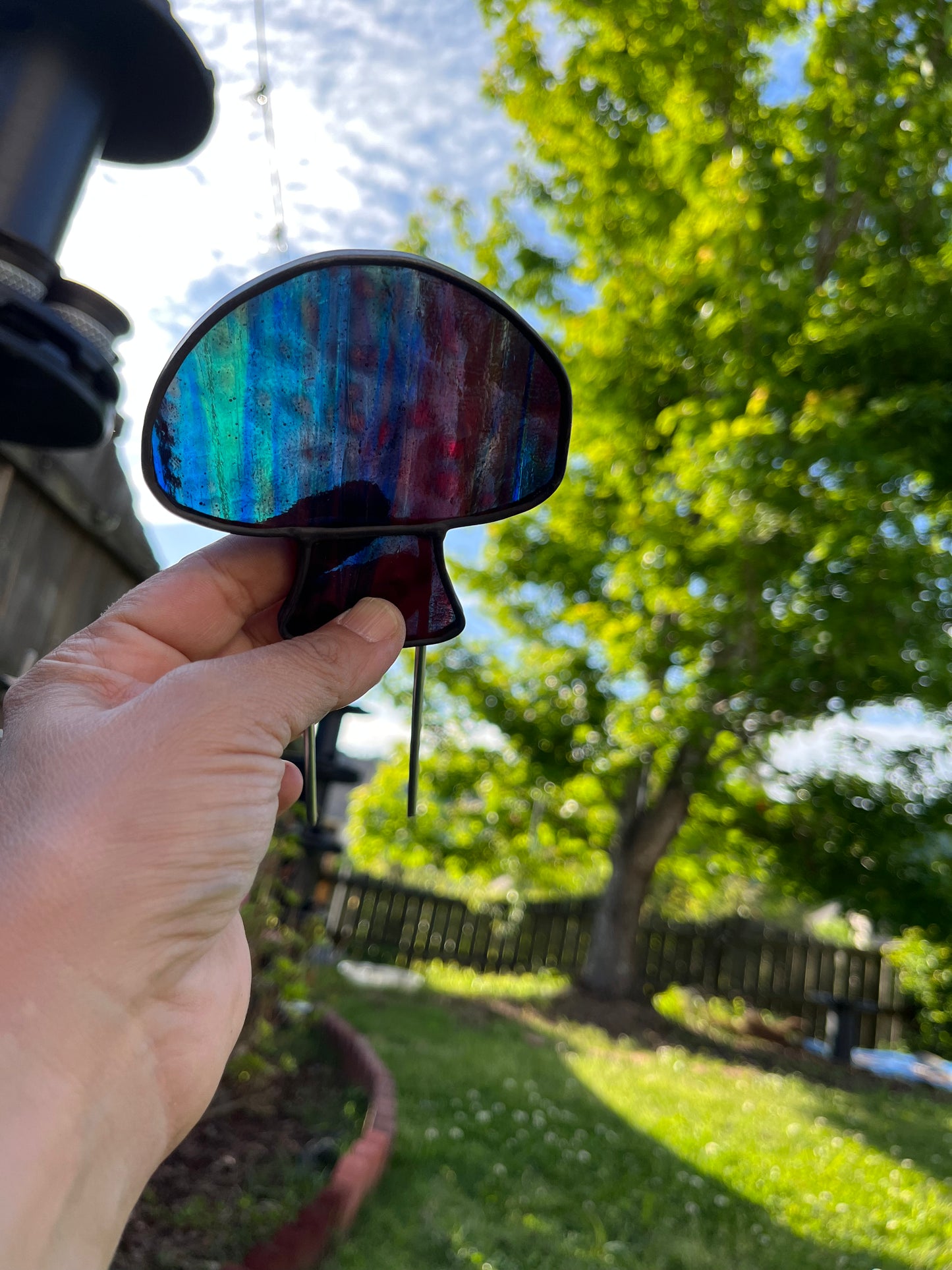 Mushroom Plant Stake - Stained Glass
