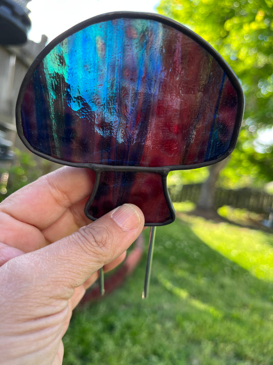 Mushroom Plant Stake - Stained Glass