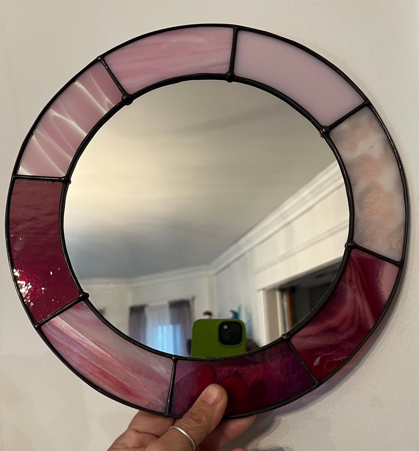 Stained Glass Mirror- Patchwork Multi Pinks