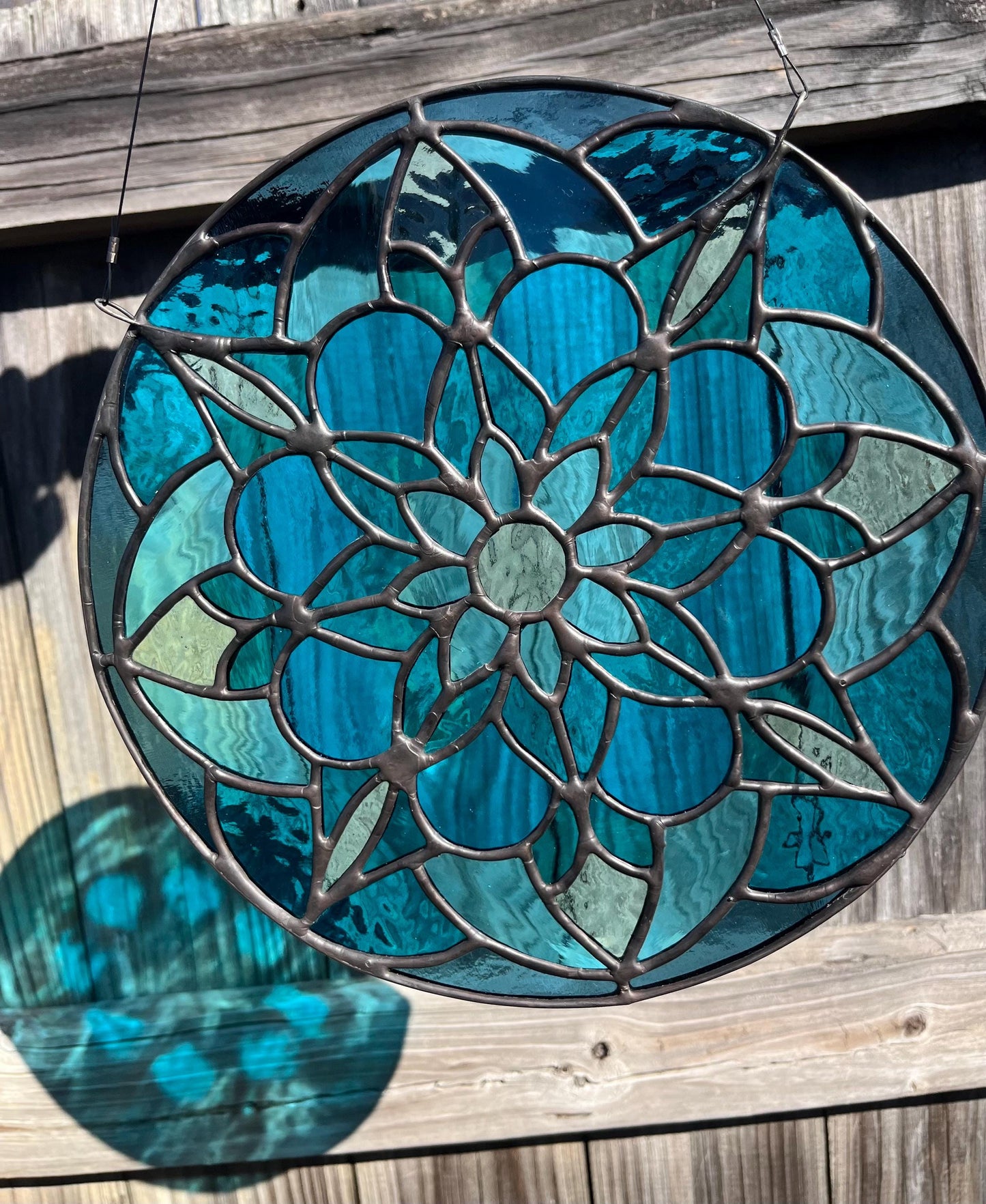 Stained Glass Round Mandala- All the blues