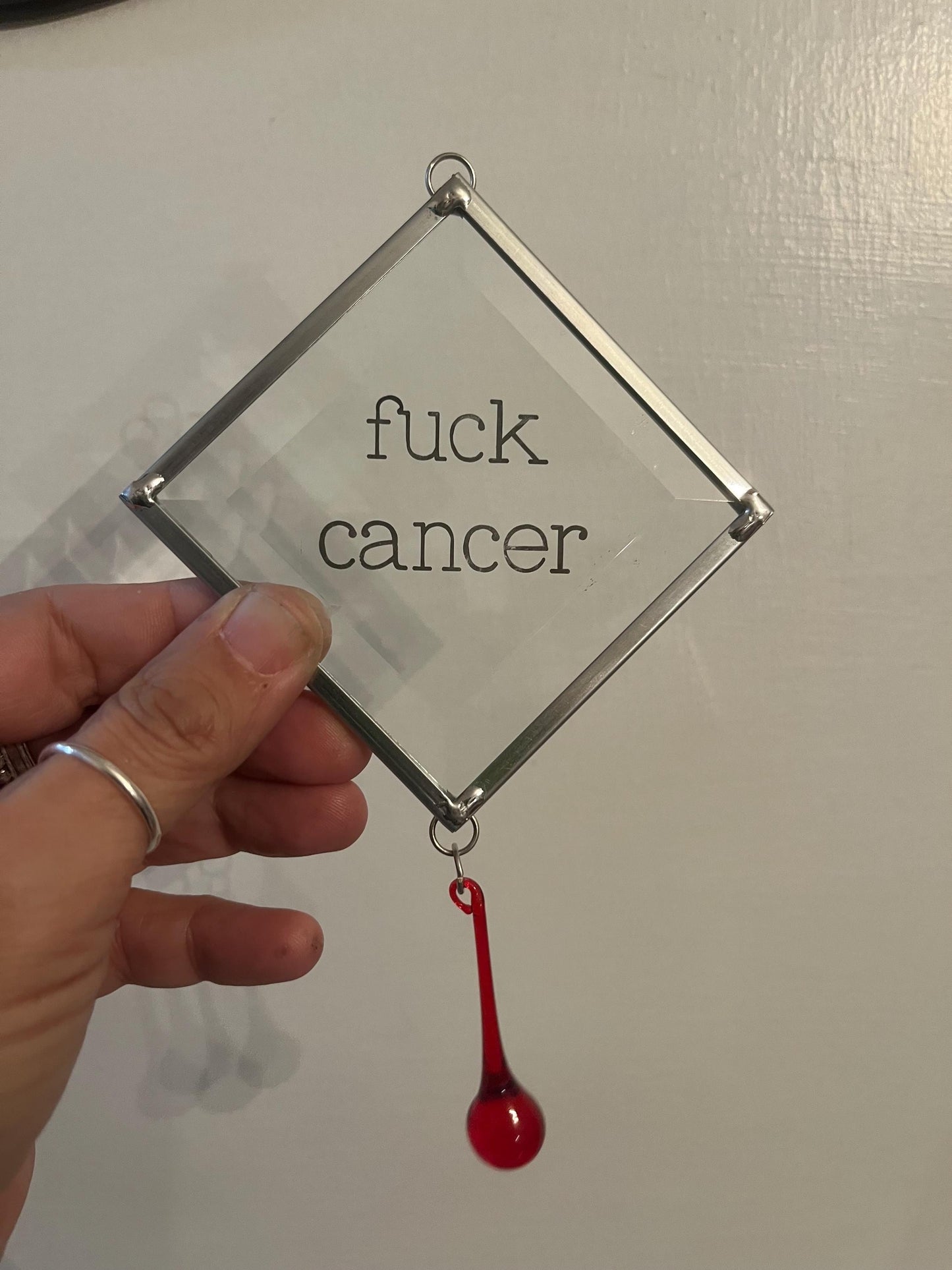 Glass bevel with teardrop- F Cancer