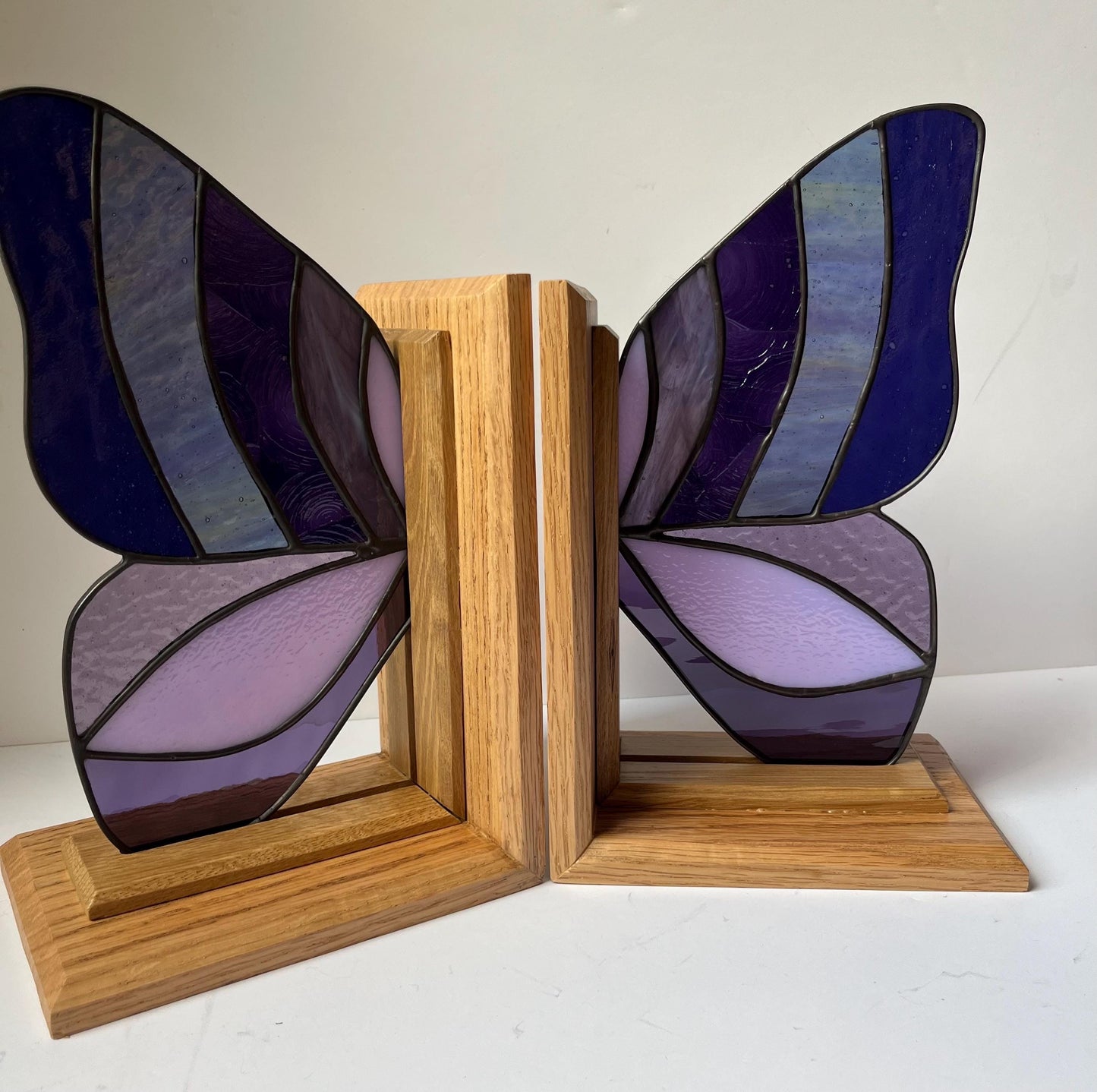 Stained Glass Bookends- Butterfly wings- purple
