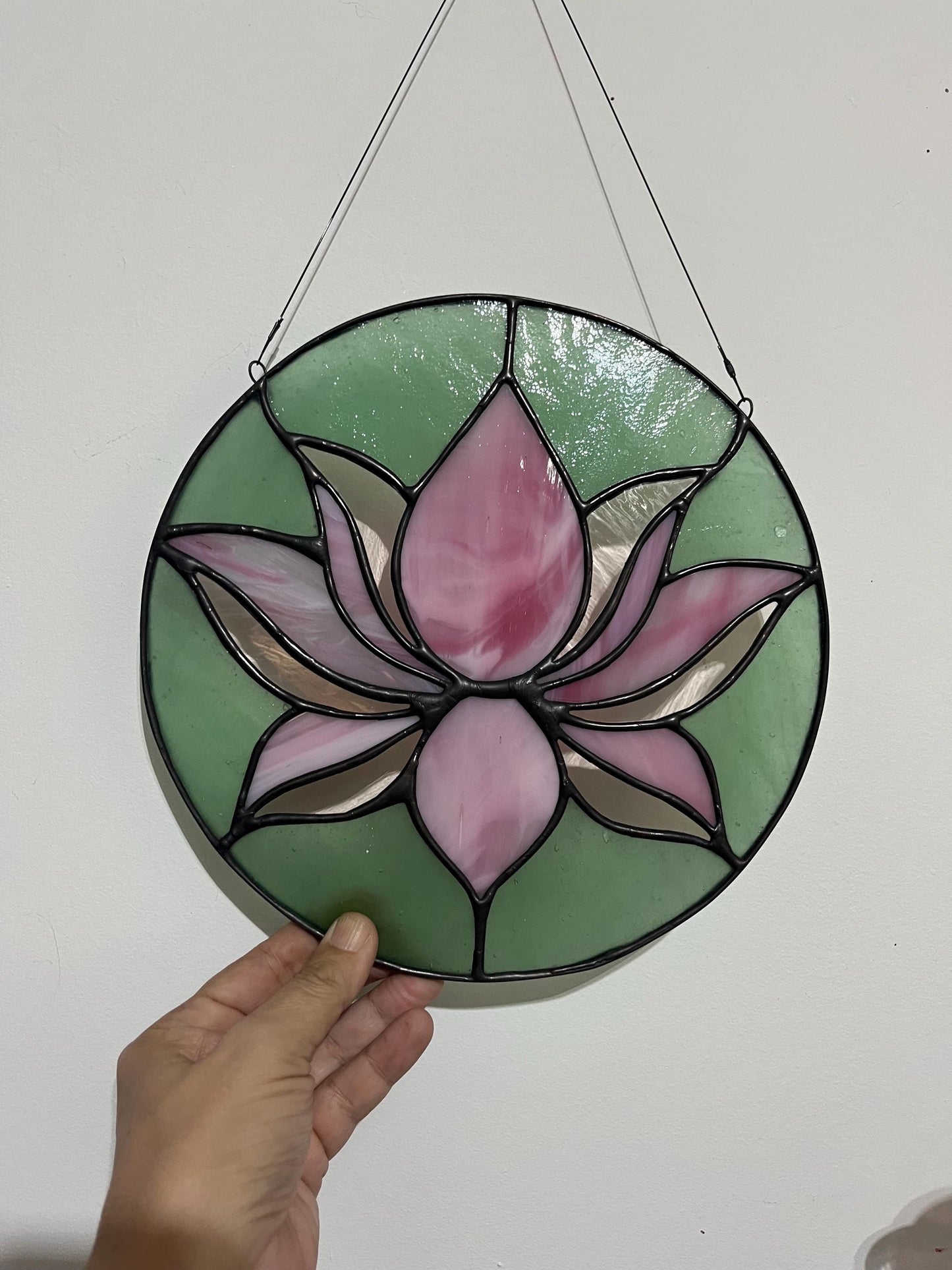 Stained Glass Round Lotus Blossom