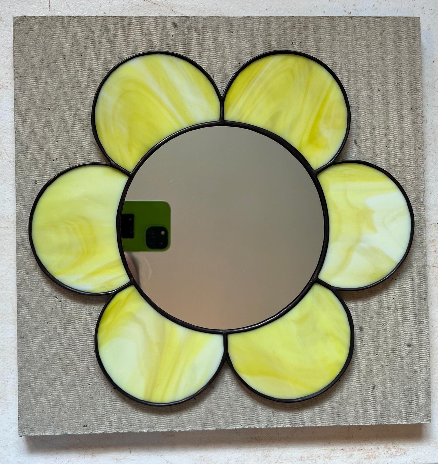 Stained Glass Mirror- Gazing Daisy- Yellow