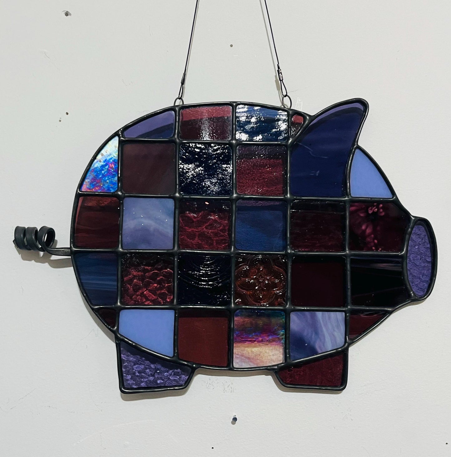 Stained Glass Pig- Mixed Purple