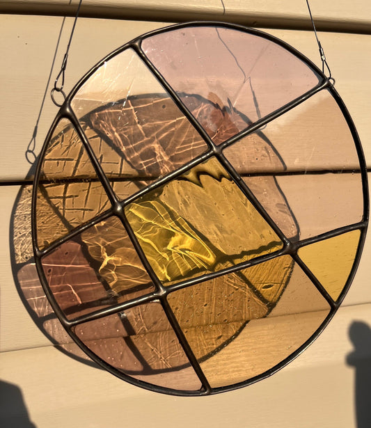 Stained glass Round Abstract Panel Suncatcher
