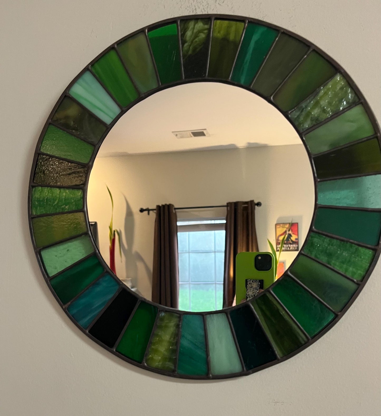 Stained Glass Mirror- Patchwork Vintage Kokomo OG - Greens