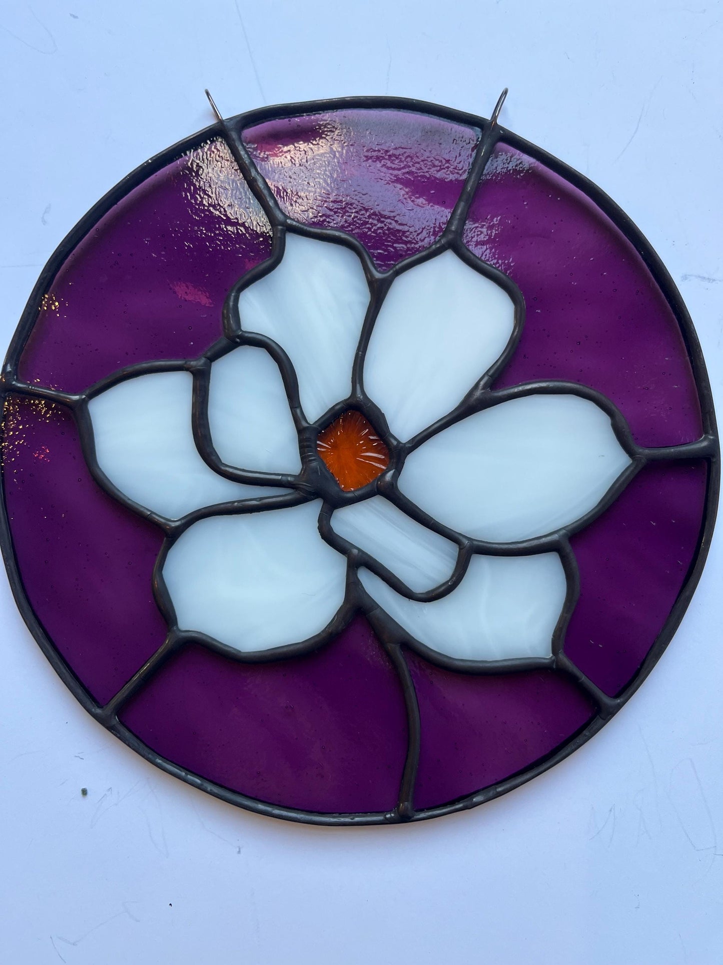 Magnolia round- Stained glass Magnolia flower