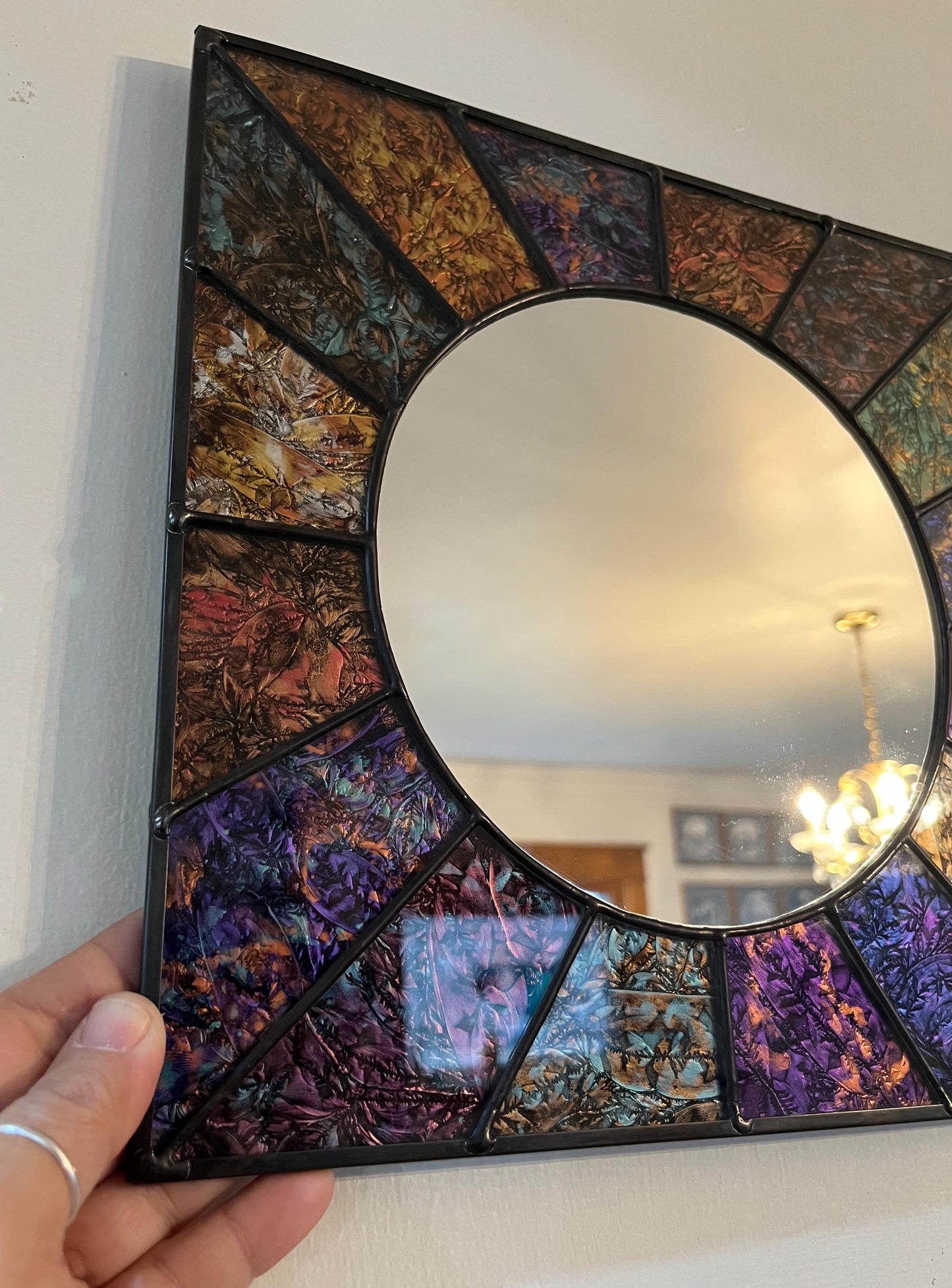 Stained Glass Mirror- Multi Square Van Gogh glass