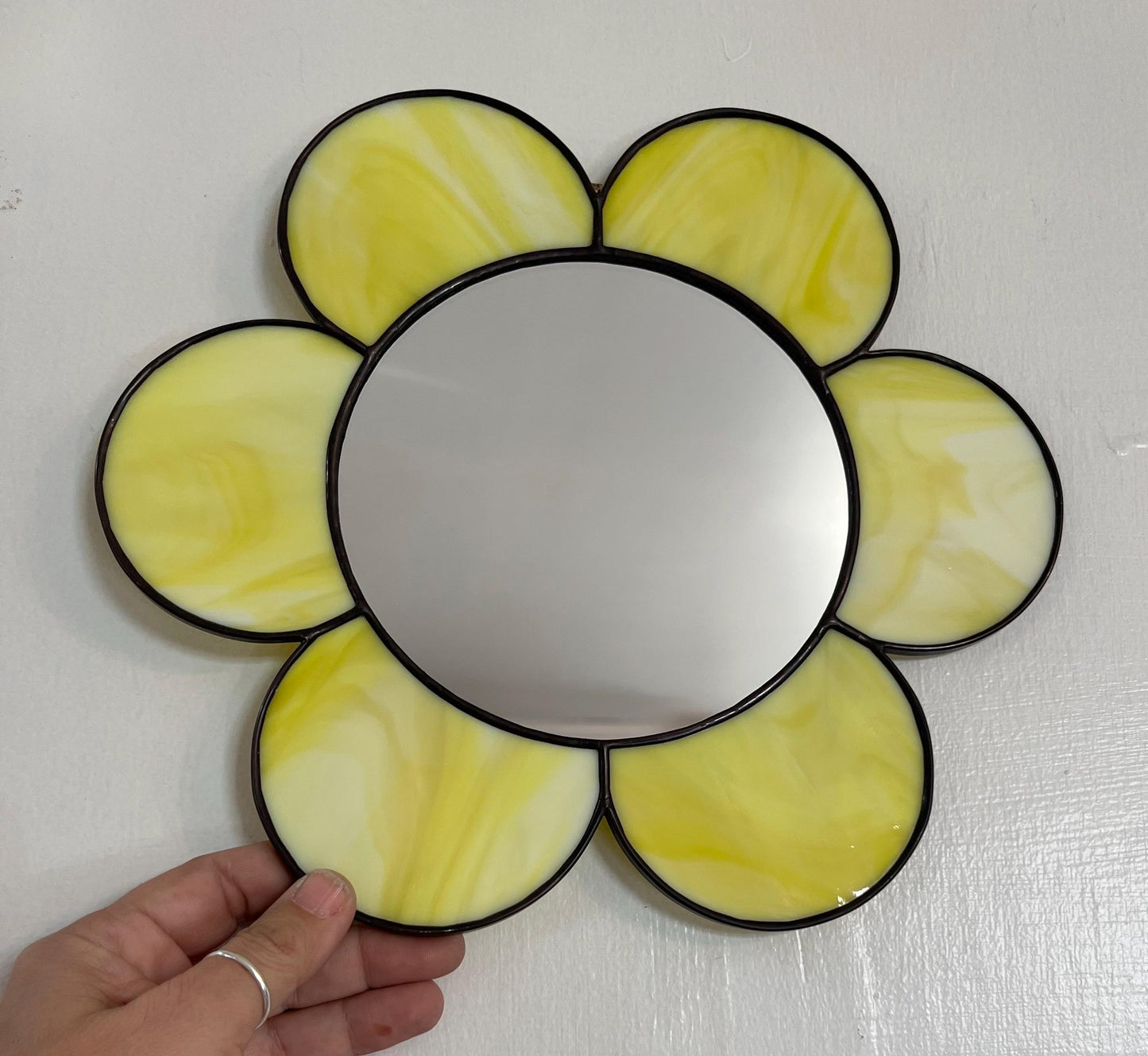 Stained Glass Mirror- Gazing Daisy- Yellow