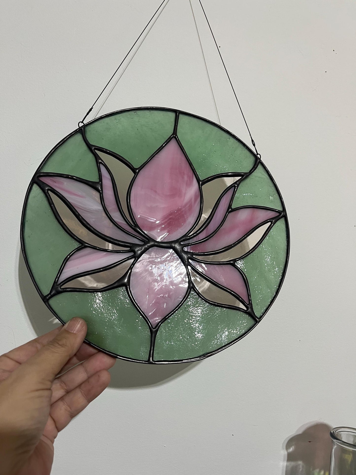 Stained Glass Round Lotus Blossom