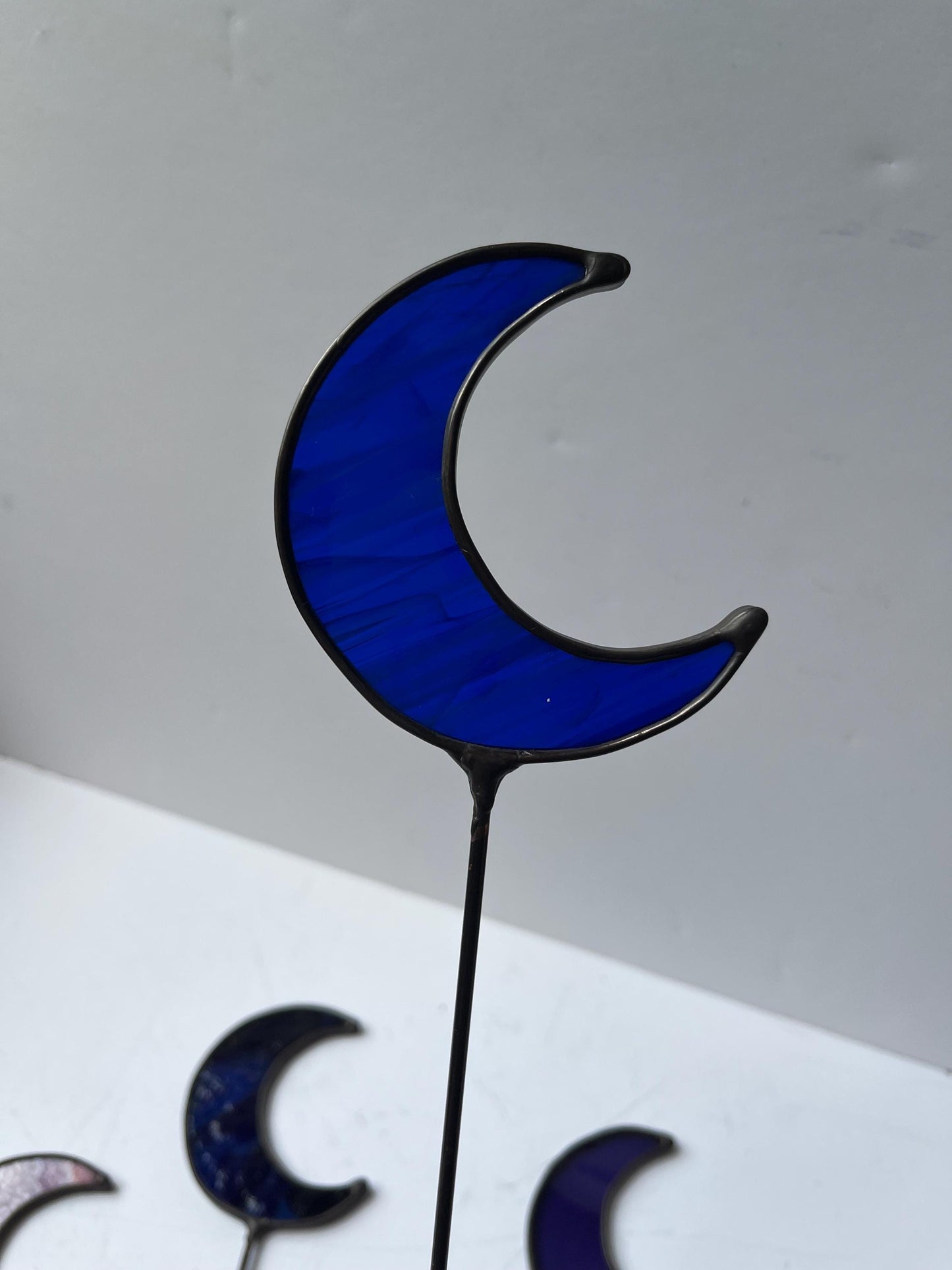 Moon Plant Stake- Stained Glass Moon Plant Stake