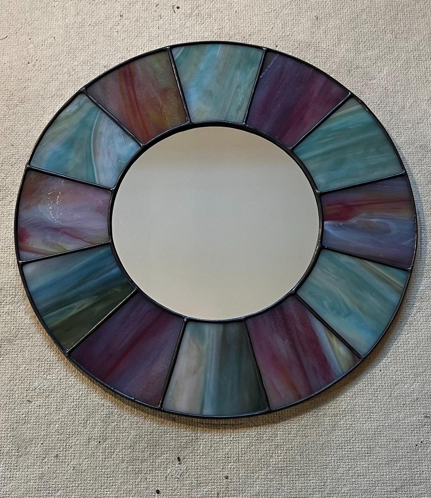 Stained Glass Mirror- Patchwork Reclaimed Church Window glass