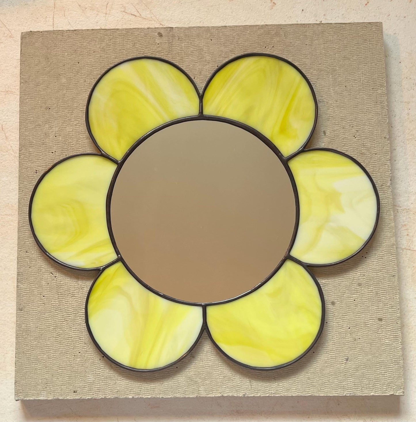 Stained Glass Mirror- Gazing Daisy- Yellow