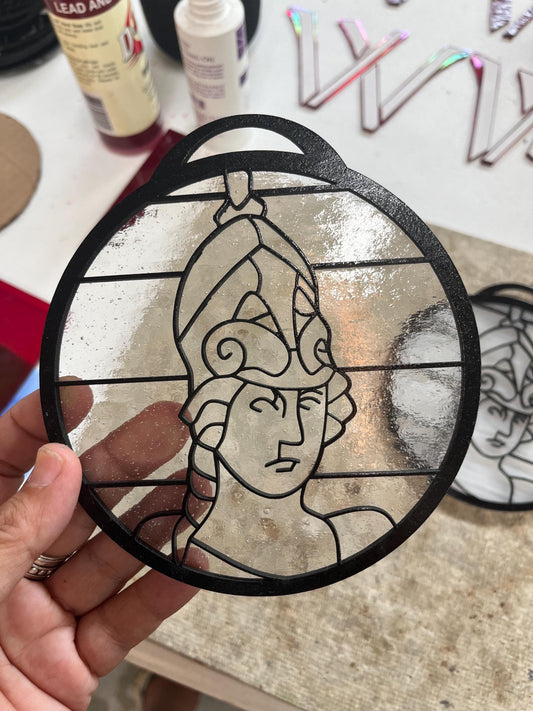 Minerva Mini- Stained glass and Wood Overlay- Aurorafest 2025