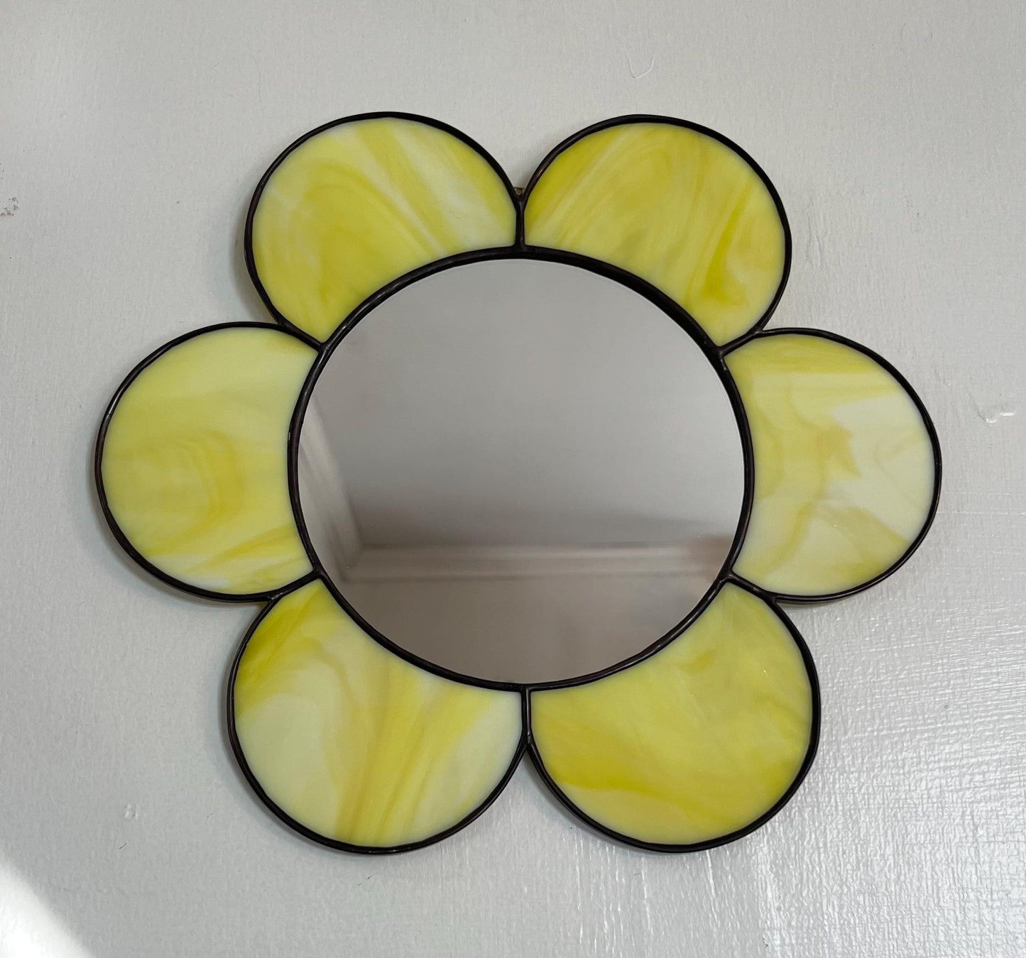 Stained Glass Mirror- Gazing Daisy- Yellow