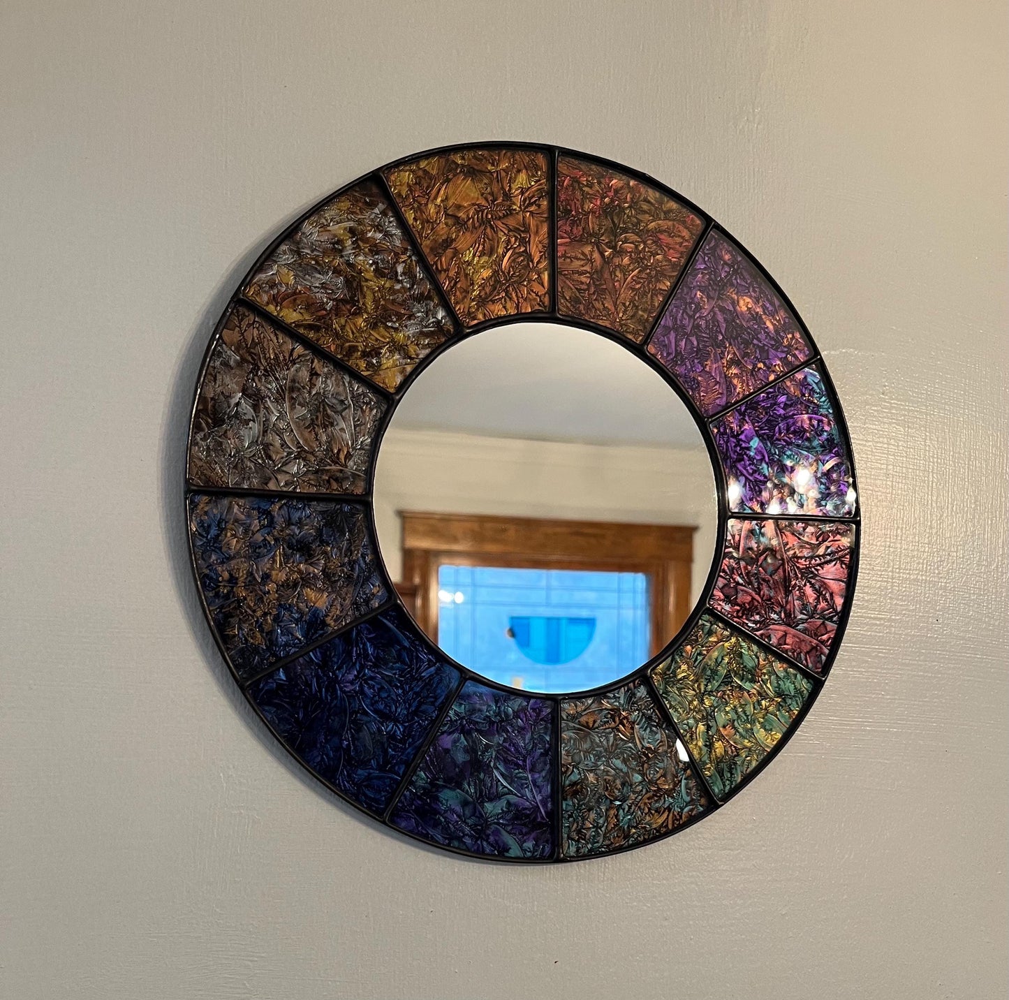 Stained Glass Mirror- Multi Round Van Gogh glass