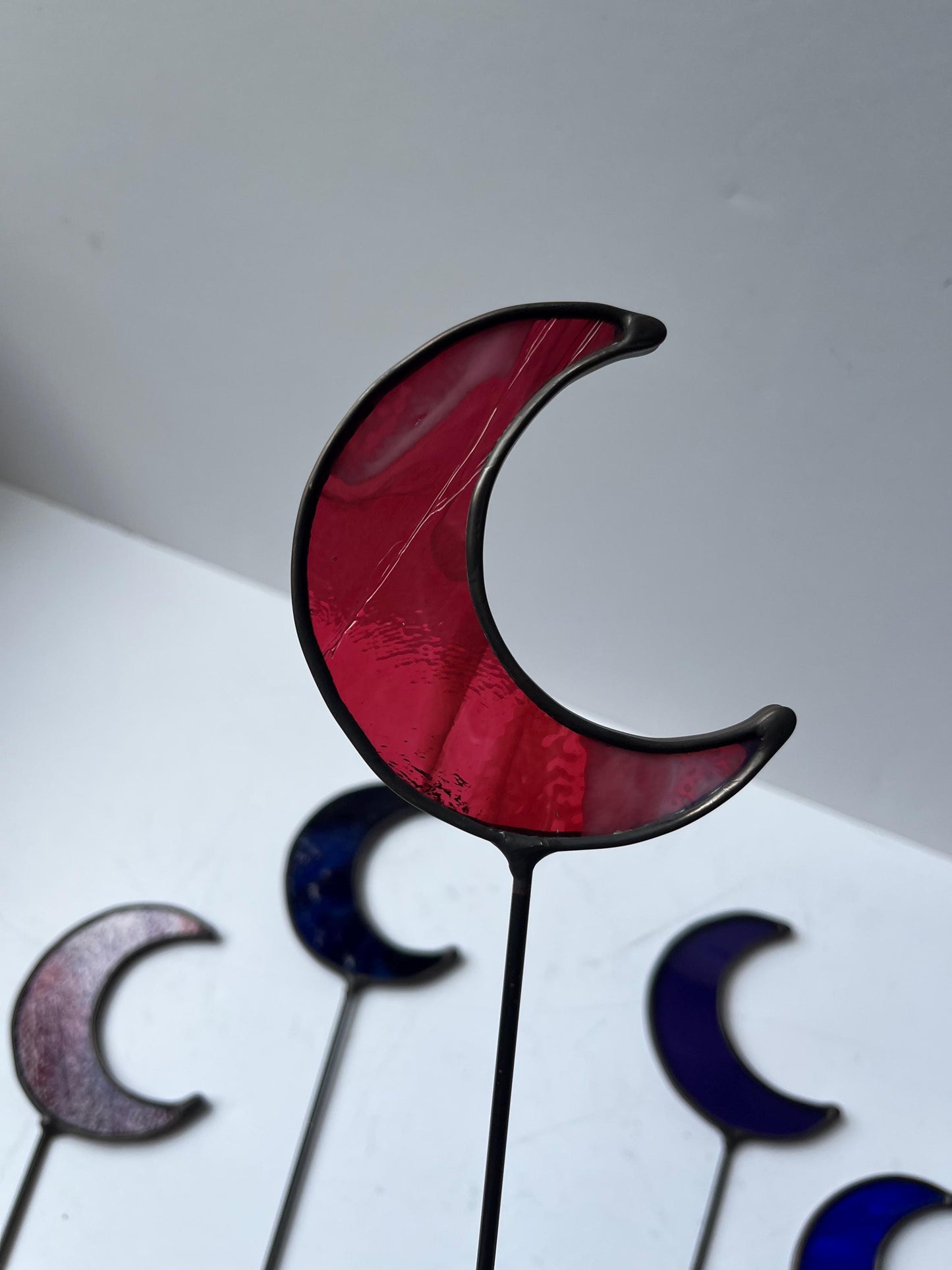 Moon Plant Stake- Stained Glass Moon Plant Stake