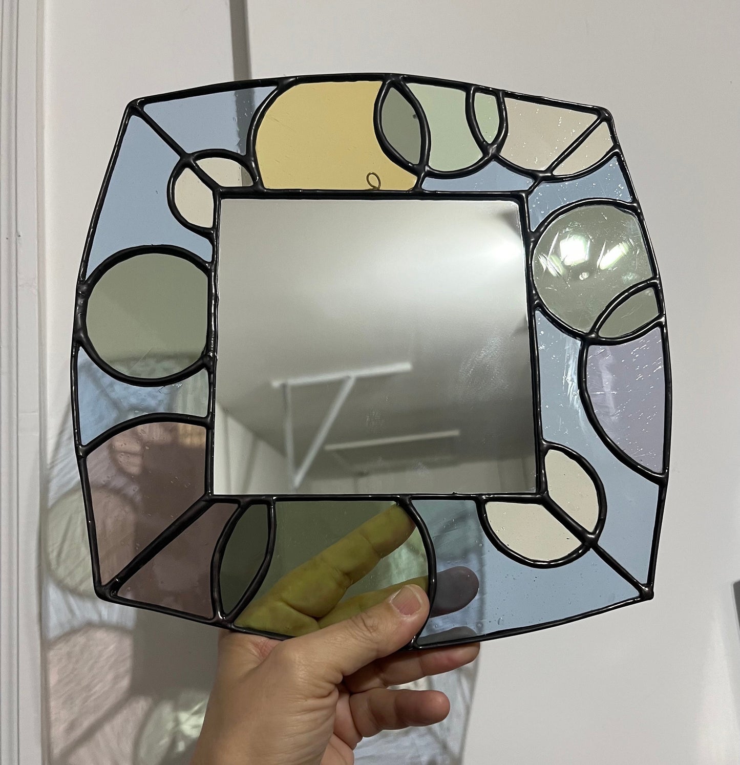 The Bubble Mirror- Stained glass mirror- pastel shades