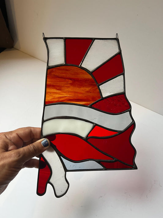 Alabama stained glass-  University of Alabama Crimson and white