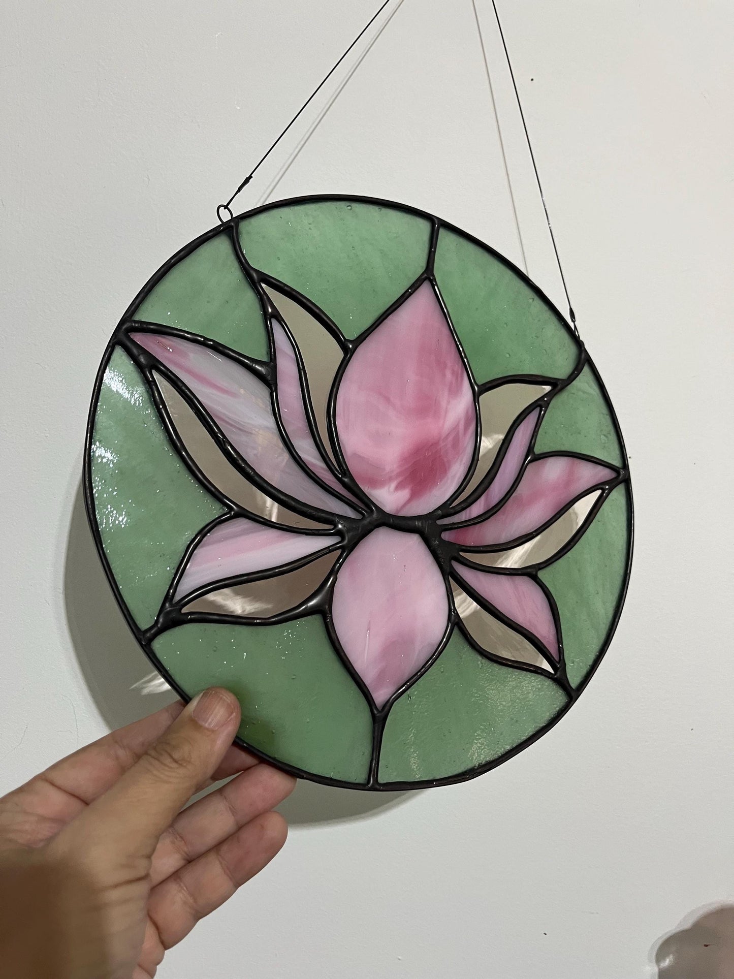 Stained Glass Round Lotus Blossom