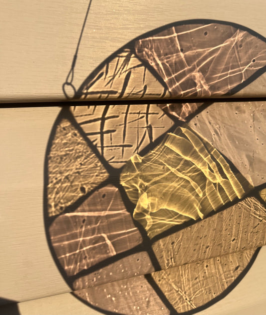 Stained glass Round Abstract Panel Suncatcher