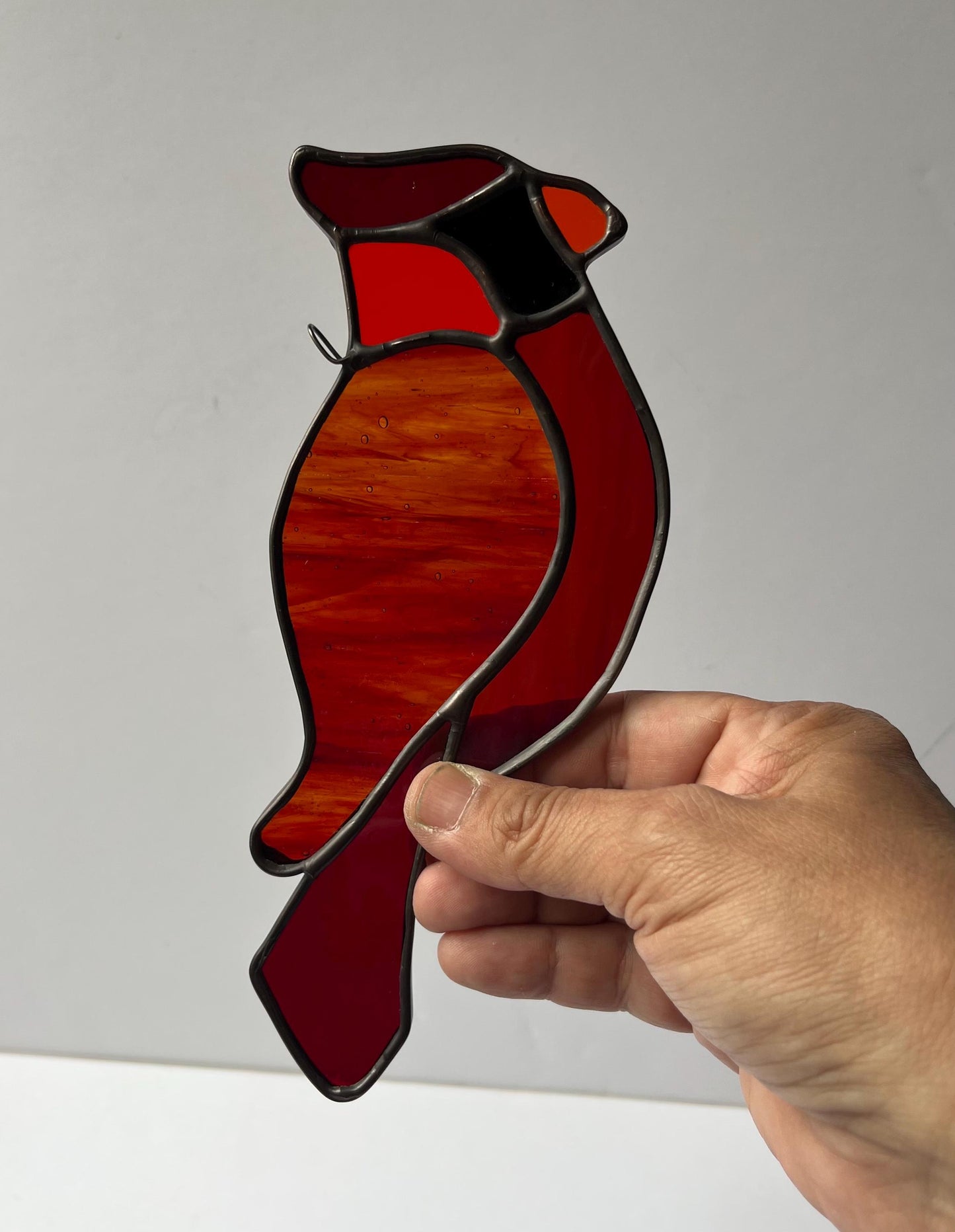 Stained Glass Cardinal - Suncatcher - Ready to ship!