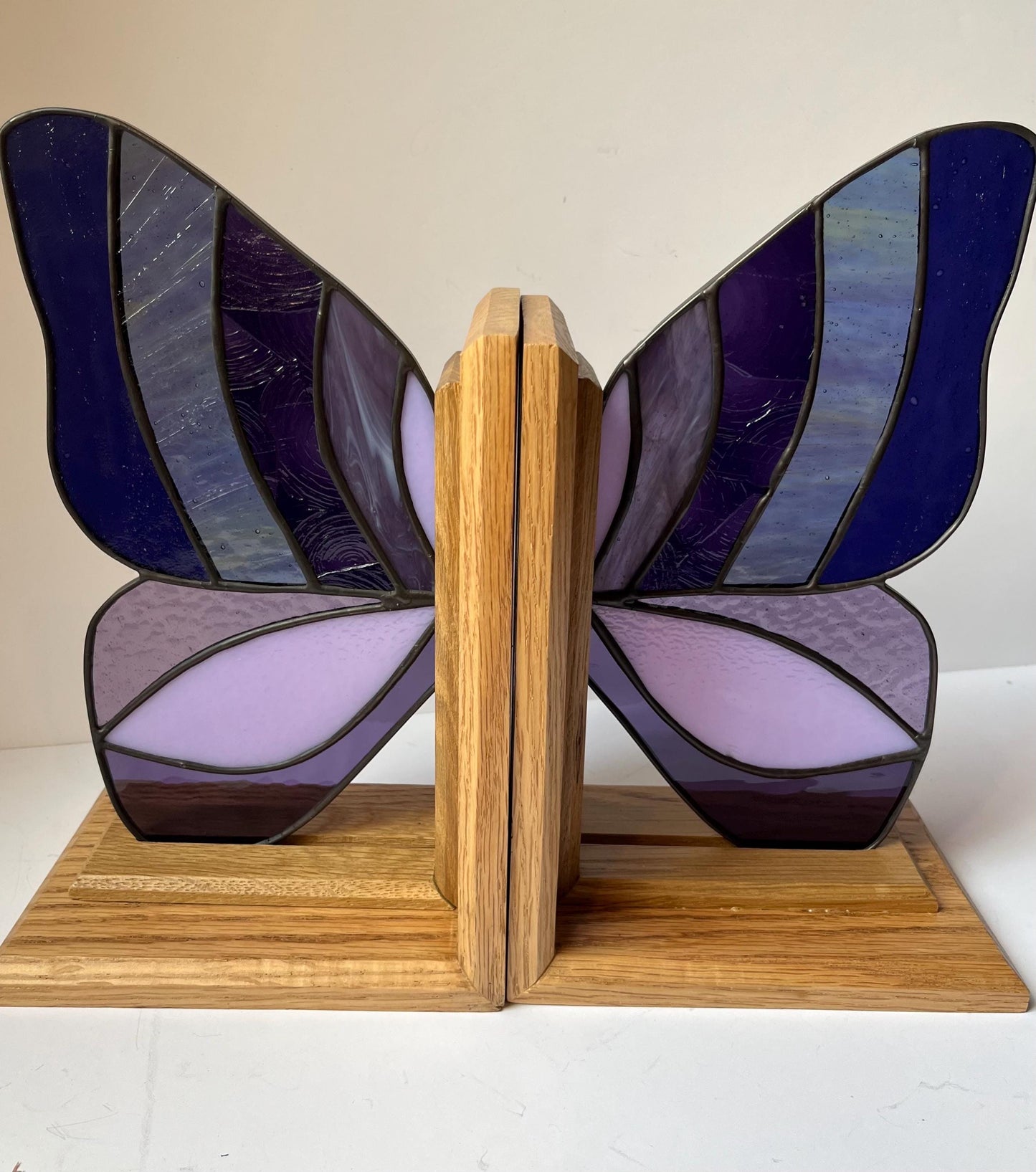 Stained Glass Bookends- Butterfly wings- purple