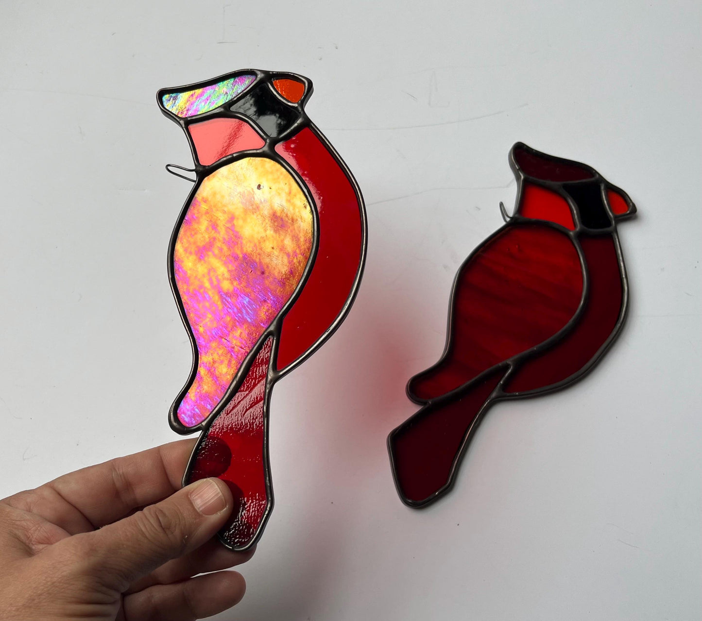 Stained Glass Cardinal - Suncatcher - Ready to ship!