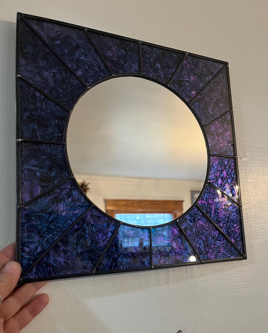 Stained Glass Mirror- Blue and Purple Square Van Gogh glass