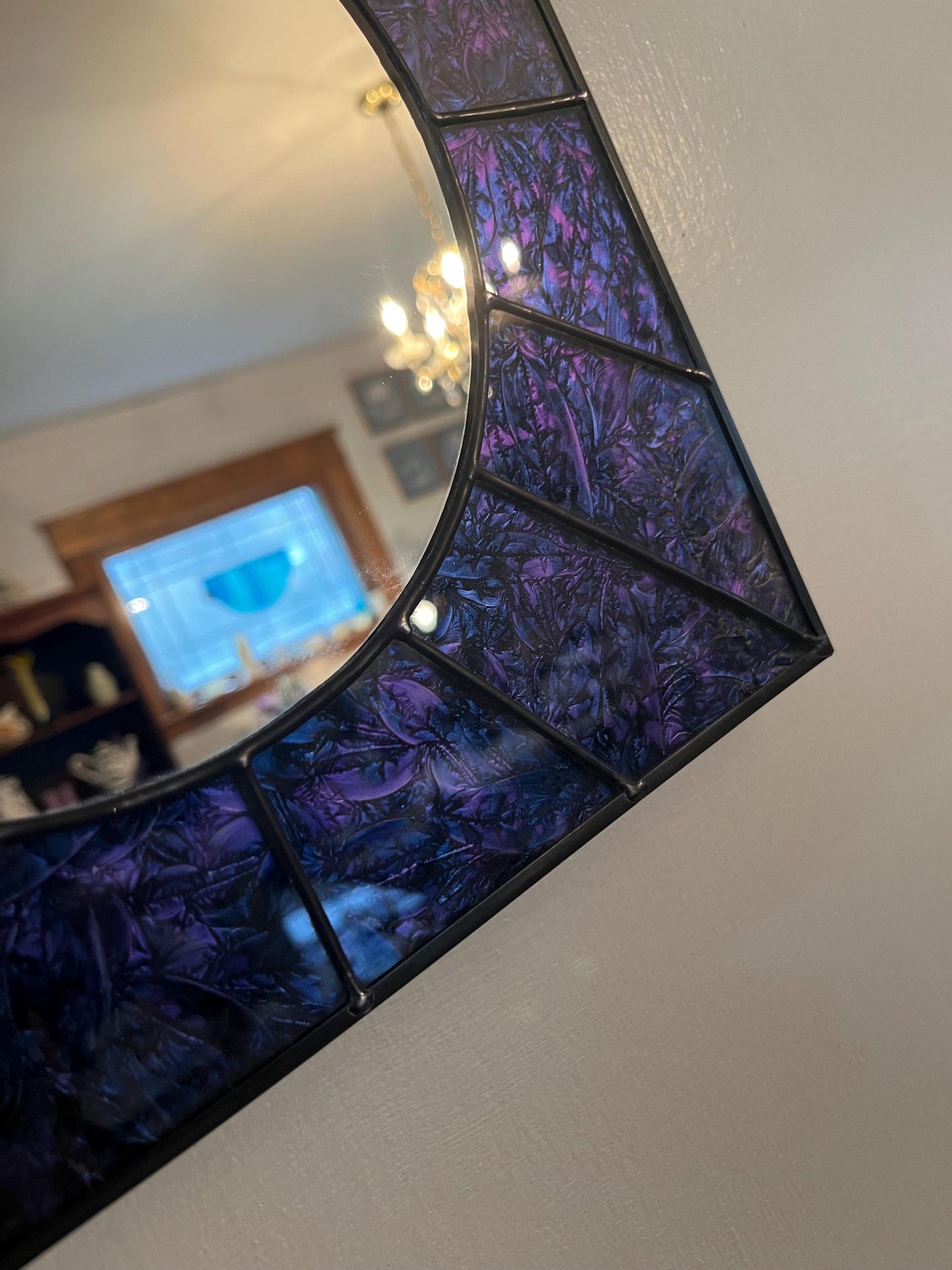 Stained Glass Mirror- Blue and Purple Square Van Gogh glass