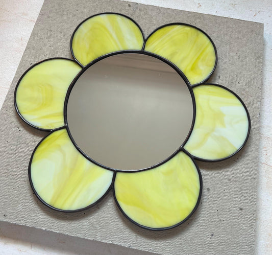 Stained Glass Mirror- Gazing Daisy- Yellow