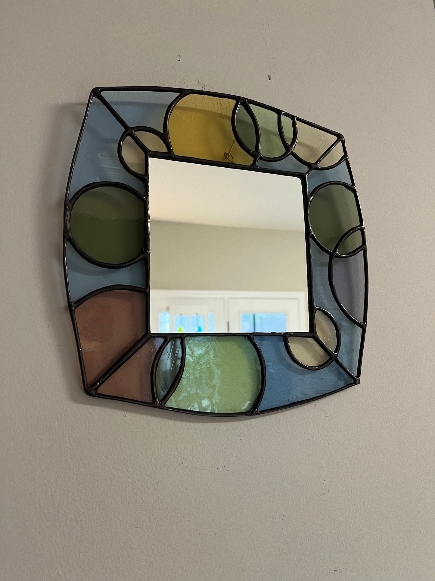 The Bubble Mirror- Stained glass mirror- pastel shades