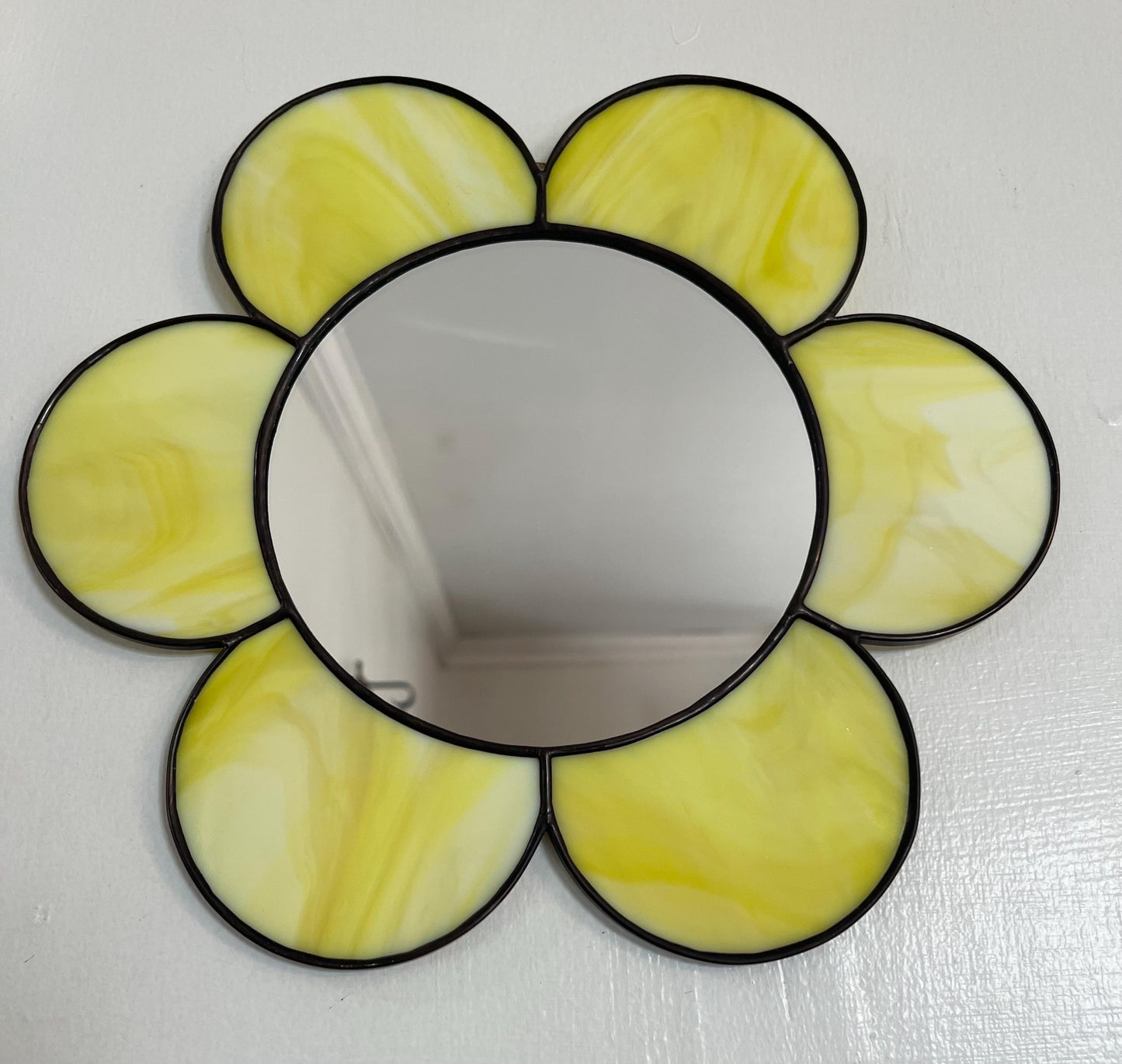 Stained Glass Mirror- Gazing Daisy- Yellow