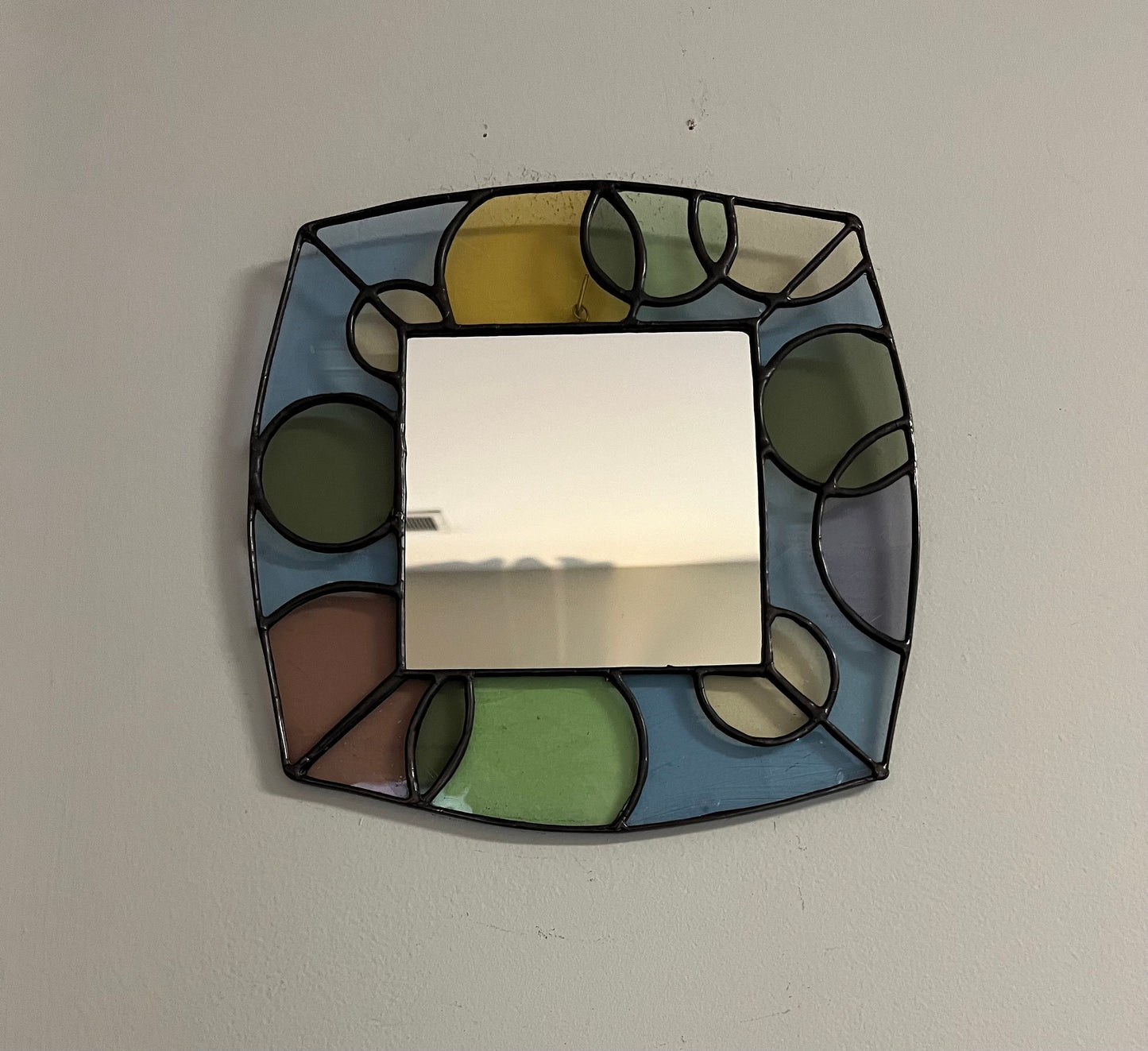 The Bubble Mirror- Stained glass mirror- pastel shades