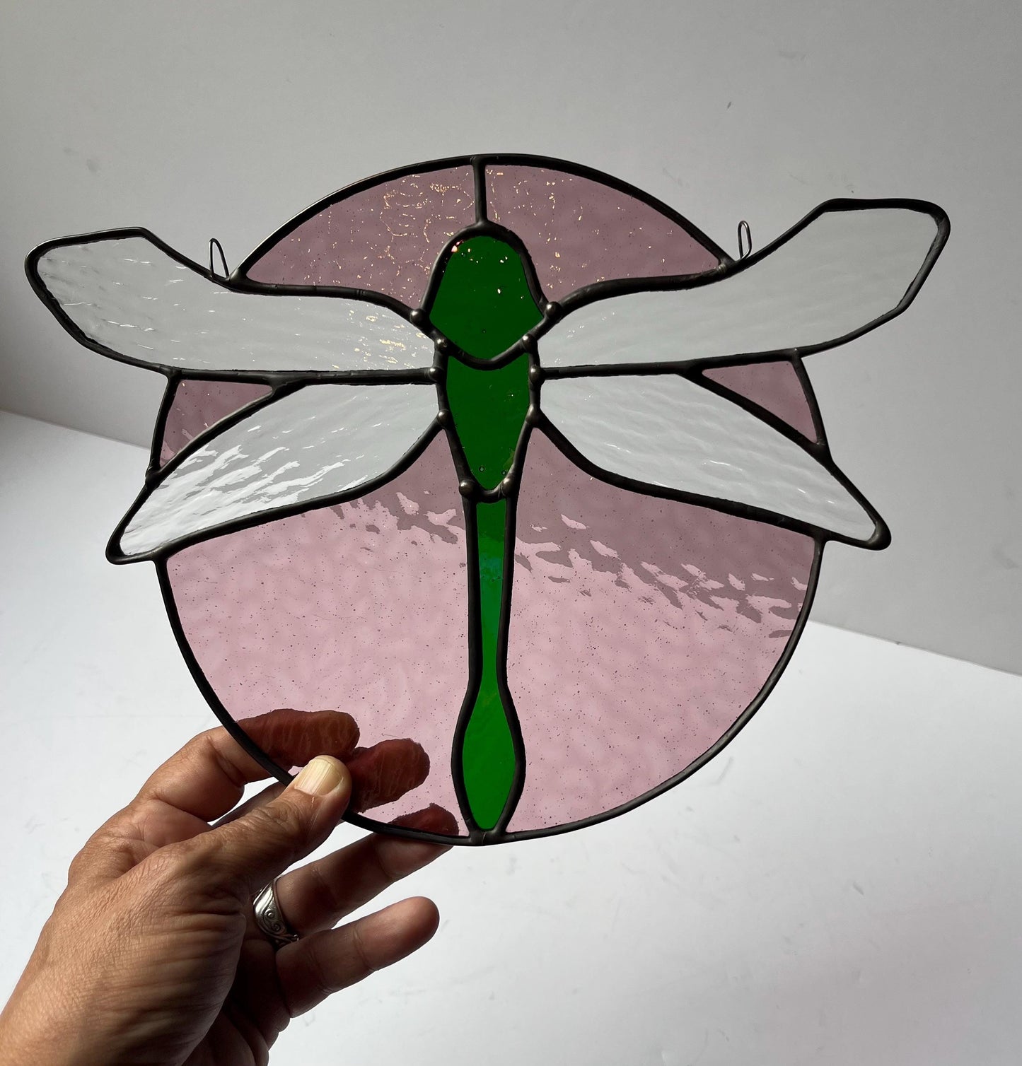 Stained Glass Round Dragonfly