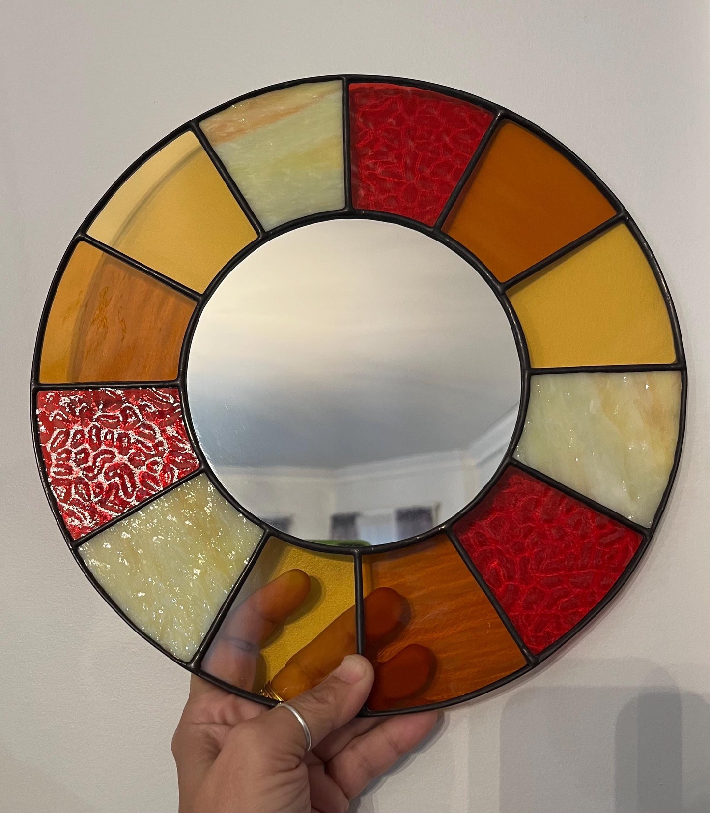Stained Glass Mirror- Patchwork Warm Autumn